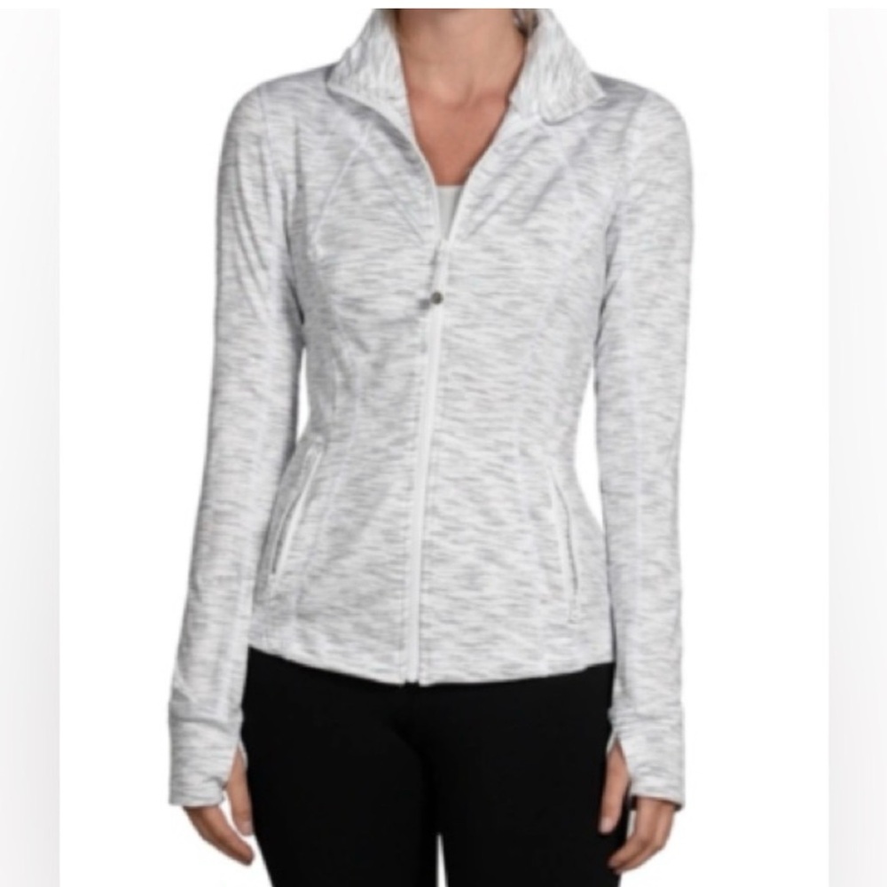 90 Degree By Reflex Full Zip Athletic Activewear Jacket Heathered Gray Small